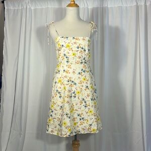 OLD NAVY Fit & Flare Tie-Strap Linen-Blend Floral Mini Dress